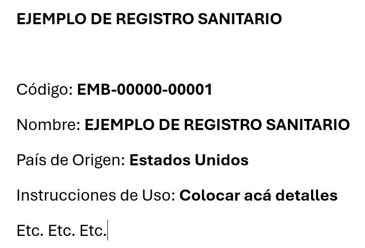 Prueba de registro Sanitario